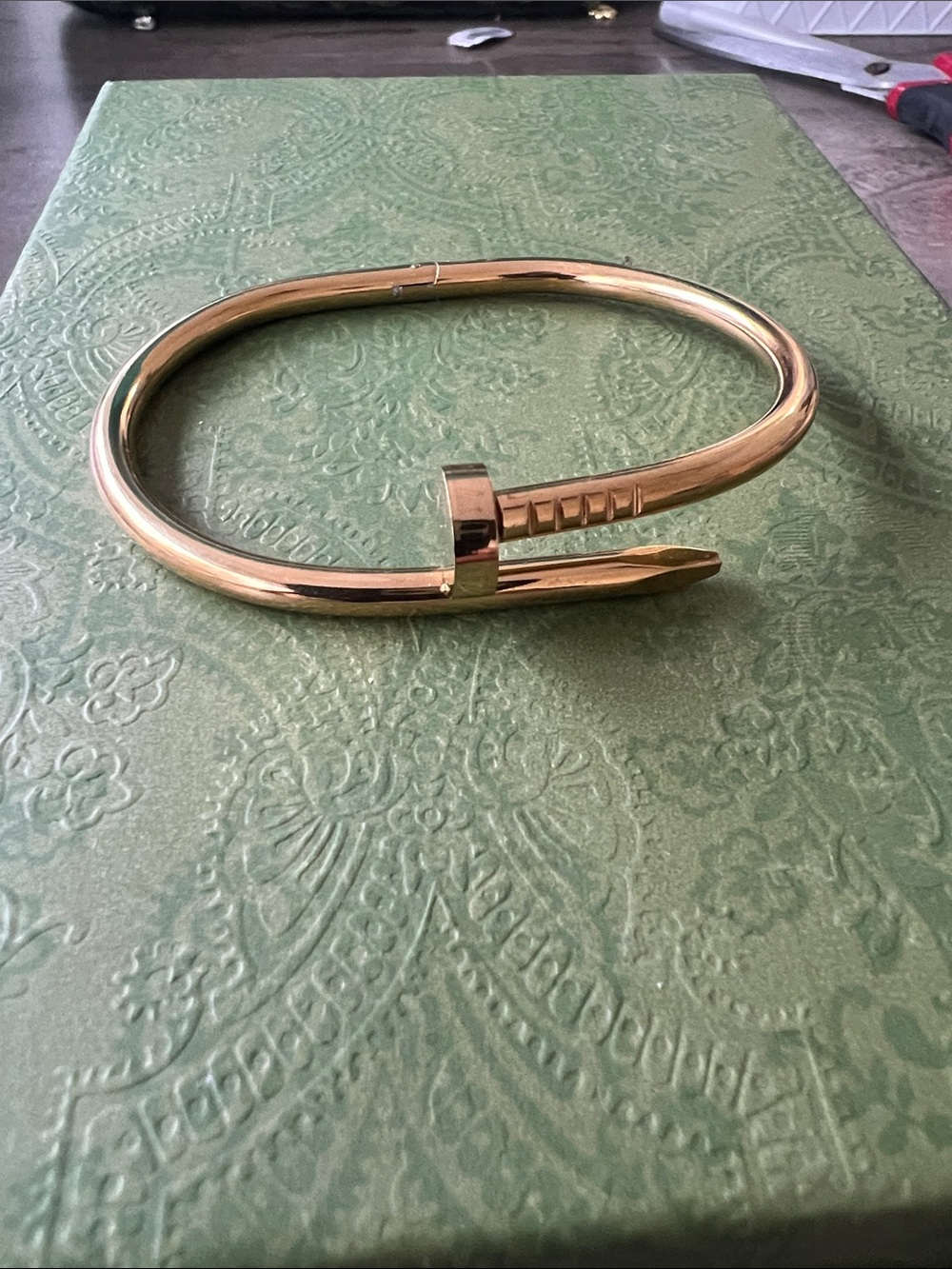 Stainless steel plated 18k Gold-Tone Nail  Bracelet bangle